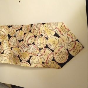 Museum Artifacts all Silk Tie. Baseballs design.
